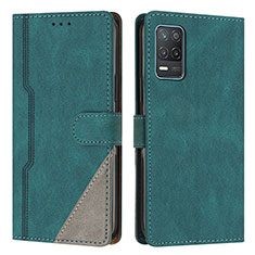 Funda de Cuero Cartera con Soporte Carcasa H05X para Realme 8 5G Verde