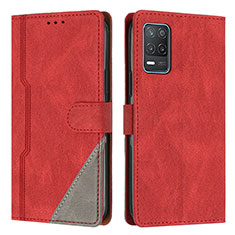 Funda de Cuero Cartera con Soporte Carcasa H05X para Realme 8s 5G Rojo