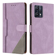 Funda de Cuero Cartera con Soporte Carcasa H05X para Realme 9 4G Morado