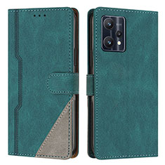 Funda de Cuero Cartera con Soporte Carcasa H05X para Realme 9 4G Verde