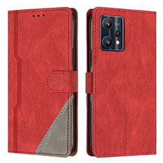 Funda de Cuero Cartera con Soporte Carcasa H05X para Realme 9 Pro+ Plus 5G Rojo