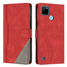 Funda de Cuero Cartera con Soporte Carcasa H05X para Realme C25Y Rojo