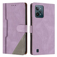 Funda de Cuero Cartera con Soporte Carcasa H05X para Realme C31 Morado