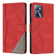 Funda de Cuero Cartera con Soporte Carcasa H05X para Realme C35 Rojo