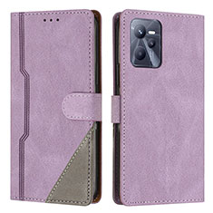 Funda de Cuero Cartera con Soporte Carcasa H05X para Realme Narzo 50A Prime Morado