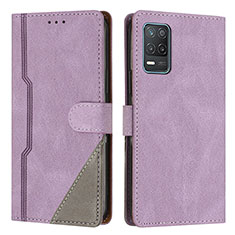 Funda de Cuero Cartera con Soporte Carcasa H05X para Realme Q3 5G Morado