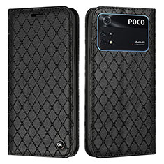 Funda de Cuero Cartera con Soporte Carcasa H05X para Xiaomi Poco M4 Pro 4G Negro