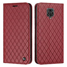 Funda de Cuero Cartera con Soporte Carcasa H05X para Xiaomi Redmi Note 9 Pro Max Rojo