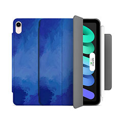 Funda de Cuero Cartera con Soporte Carcasa H06 para Apple iPad Mini 6 Azul Real