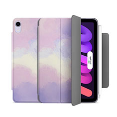 Funda de Cuero Cartera con Soporte Carcasa H06 para Apple iPad Mini 6 Purpura Claro