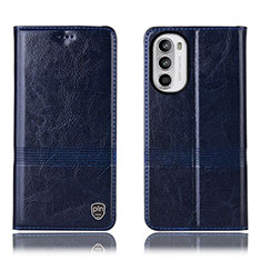 Funda de Cuero Cartera con Soporte Carcasa H06P para Motorola Moto Edge (2022) 5G Azul