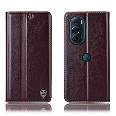 Funda de Cuero Cartera con Soporte Carcasa H06P para Motorola Moto Edge 30 Pro 5G Marron