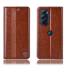 Funda de Cuero Cartera con Soporte Carcasa H06P para Motorola Moto Edge 30 Pro 5G Marron Claro