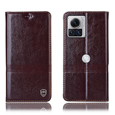 Funda de Cuero Cartera con Soporte Carcasa H06P para Motorola Moto Edge 30 Ultra 5G Marron