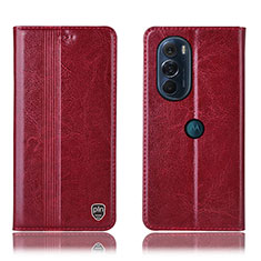 Funda de Cuero Cartera con Soporte Carcasa H06P para Motorola Moto Edge Plus (2022) 5G Rojo