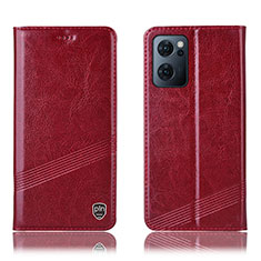 Funda de Cuero Cartera con Soporte Carcasa H06P para OnePlus Nord CE 2 5G Rojo