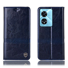 Funda de Cuero Cartera con Soporte Carcasa H06P para Oppo A18 Azul