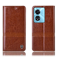 Funda de Cuero Cartera con Soporte Carcasa H06P para Oppo A1x 5G Marron Claro