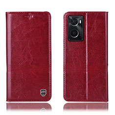 Funda de Cuero Cartera con Soporte Carcasa H06P para Oppo A36 Rojo