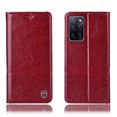 Funda de Cuero Cartera con Soporte Carcasa H06P para Oppo A55S 5G Rojo