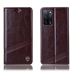 Funda de Cuero Cartera con Soporte Carcasa H06P para Oppo A56 5G Marron