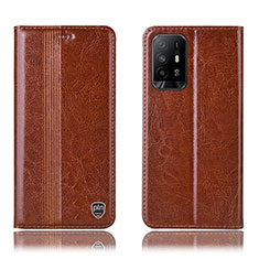 Funda de Cuero Cartera con Soporte Carcasa H06P para Oppo A94 5G Marron Claro