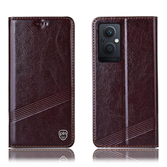 Funda de Cuero Cartera con Soporte Carcasa H06P para Oppo A96 5G Marron