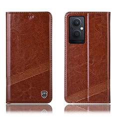 Funda de Cuero Cartera con Soporte Carcasa H06P para Oppo A96 5G Marron Claro