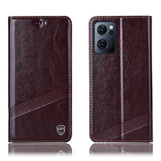 Funda de Cuero Cartera con Soporte Carcasa H06P para Oppo Find X5 Lite 5G Marron