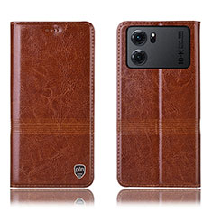 Funda de Cuero Cartera con Soporte Carcasa H06P para Oppo K10 5G Marron Claro