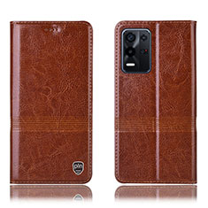 Funda de Cuero Cartera con Soporte Carcasa H06P para Oppo K9X 5G Marron Claro