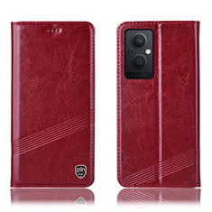 Funda de Cuero Cartera con Soporte Carcasa H06P para Oppo Reno7 Lite 5G Rojo