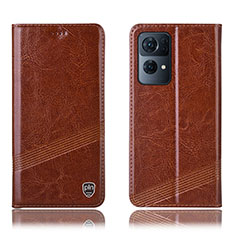 Funda de Cuero Cartera con Soporte Carcasa H06P para Oppo Reno7 Pro 5G Marron Claro