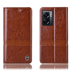 Funda de Cuero Cartera con Soporte Carcasa H06P para Realme V23i 5G Marron Claro