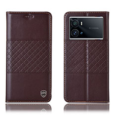 Funda de Cuero Cartera con Soporte Carcasa H06P para Vivo iQOO 9 Pro 5G Marron