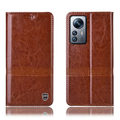 Funda de Cuero Cartera con Soporte Carcasa H06P para Xiaomi Mi 12 5G Marron Claro