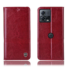 Funda de Cuero Cartera con Soporte Carcasa H07P para Motorola Moto Edge 30 Fusion 5G Rojo