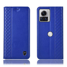 Funda de Cuero Cartera con Soporte Carcasa H07P para Motorola Moto Edge 30 Ultra 5G Azul