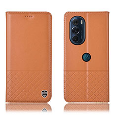 Funda de Cuero Cartera con Soporte Carcasa H07P para Motorola Moto Edge Plus (2022) 5G Naranja