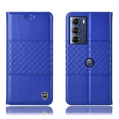 Funda de Cuero Cartera con Soporte Carcasa H07P para Motorola Moto Edge S30 5G Azul