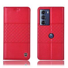 Funda de Cuero Cartera con Soporte Carcasa H07P para Motorola Moto Edge S30 5G Rojo