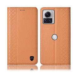 Funda de Cuero Cartera con Soporte Carcasa H07P para Motorola Moto Edge X30 Pro 5G Naranja