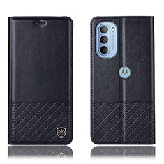 Funda de Cuero Cartera con Soporte Carcasa H07P para Motorola Moto G31 Negro