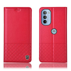 Funda de Cuero Cartera con Soporte Carcasa H07P para Motorola Moto G31 Rojo