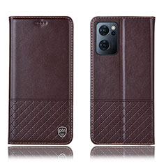 Funda de Cuero Cartera con Soporte Carcasa H07P para OnePlus Nord CE 2 5G Marron