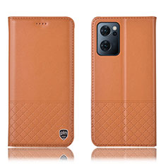 Funda de Cuero Cartera con Soporte Carcasa H07P para OnePlus Nord CE 2 5G Naranja