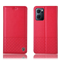 Funda de Cuero Cartera con Soporte Carcasa H07P para OnePlus Nord CE 2 5G Rojo