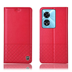 Funda de Cuero Cartera con Soporte Carcasa H07P para Oppo A1 5G Rojo