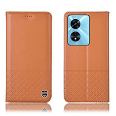 Funda de Cuero Cartera con Soporte Carcasa H07P para Oppo A1 Pro 5G Naranja