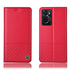 Funda de Cuero Cartera con Soporte Carcasa H07P para Oppo A36 Rojo